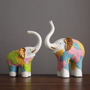 Home Colorful Elephant Ornaments Resin